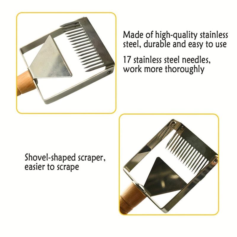 Stainless Steel Honey Uncapping Fork Wooden Handle Beekeeping Tool