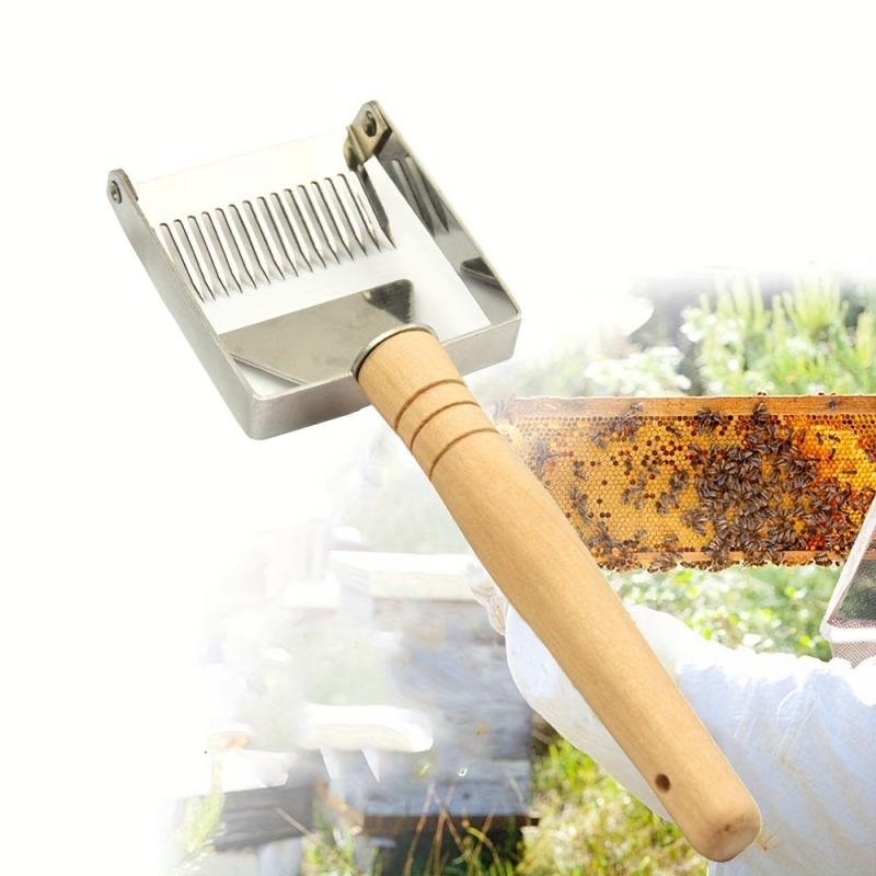 Stainless Steel Honey Uncapping Fork Wooden Handle Beekeeping Tool