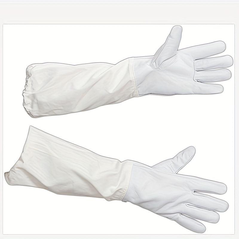 1pc Goat Leather Beekeeper's Glove w/ Long Sleeve & Elastic Cuff