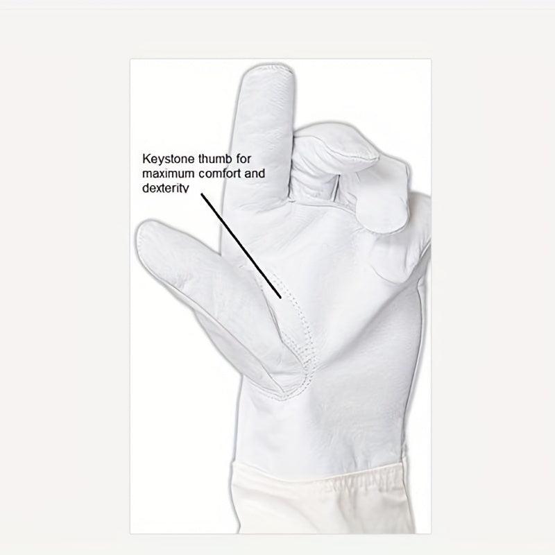 1pc Goat Leather Beekeeper's Glove w/ Long Sleeve & Elastic Cuff
