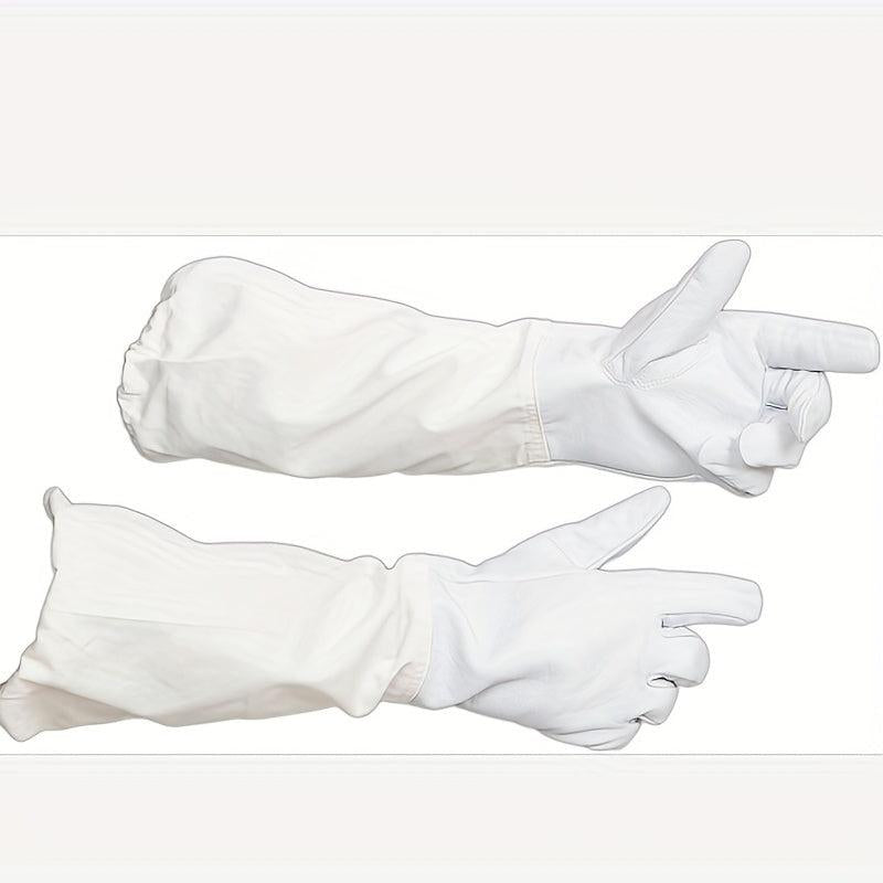 1pc Goat Leather Beekeeper's Glove w/ Long Sleeve & Elastic Cuff