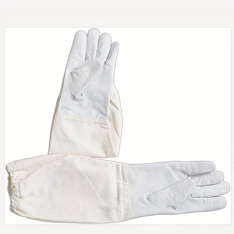 1pc Goat Leather Beekeeper's Glove w/ Long Sleeve & Elastic Cuff