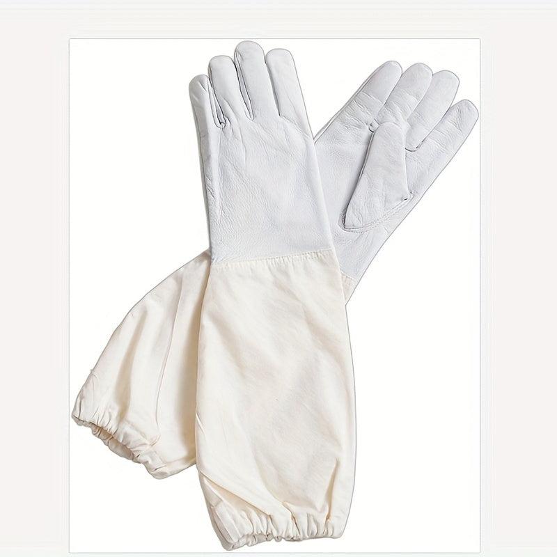1pc Goat Leather Beekeeper's Glove w/ Long Sleeve & Elastic Cuff