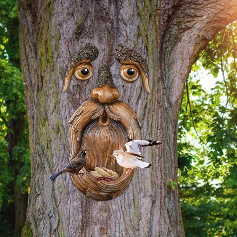 Tree Face Bird Feeder Resin Garden Decor Funny Whimsical Decorations