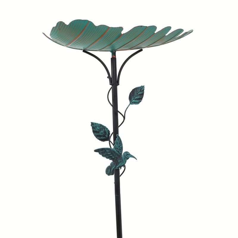 Leaf Shape Metal Bird Bathtub Ladybug Carved Bird Feeder for Garden Decoration