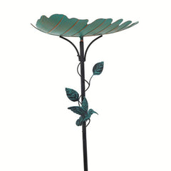 Leaf Shape Metal Bird Bathtub Ladybug Carved Bird Feeder for Garden Decoration