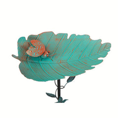 Leaf Shape Metal Bird Bathtub Ladybug Carved Bird Feeder for Garden Decoration