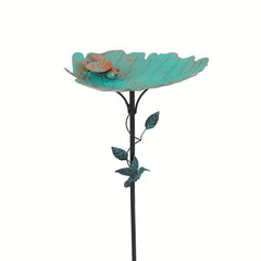 Leaf Shape Metal Bird Bathtub Ladybug Carved Bird Feeder for Garden Decoration