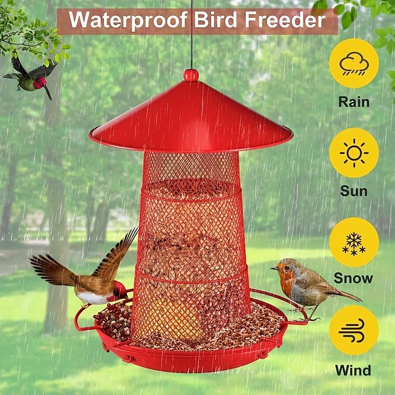 3 Tier Retractable Metal Bird Feeder Squirrel Proof 360 Feeding Area