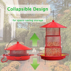 3 Tier Retractable Metal Bird Feeder Squirrel Proof 360 Feeding Area