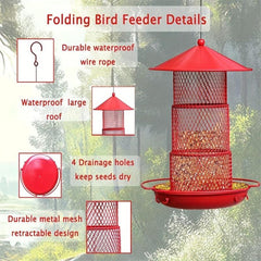 3 Tier Retractable Metal Bird Feeder Squirrel Proof 360 Feeding Area