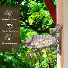 Heavy Duty Cast Iron Bird Feeder & Bath Vintage Wall Mount Hanger