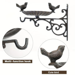 Heavy Duty Cast Iron Bird Feeder & Bath Vintage Wall Mount Hanger