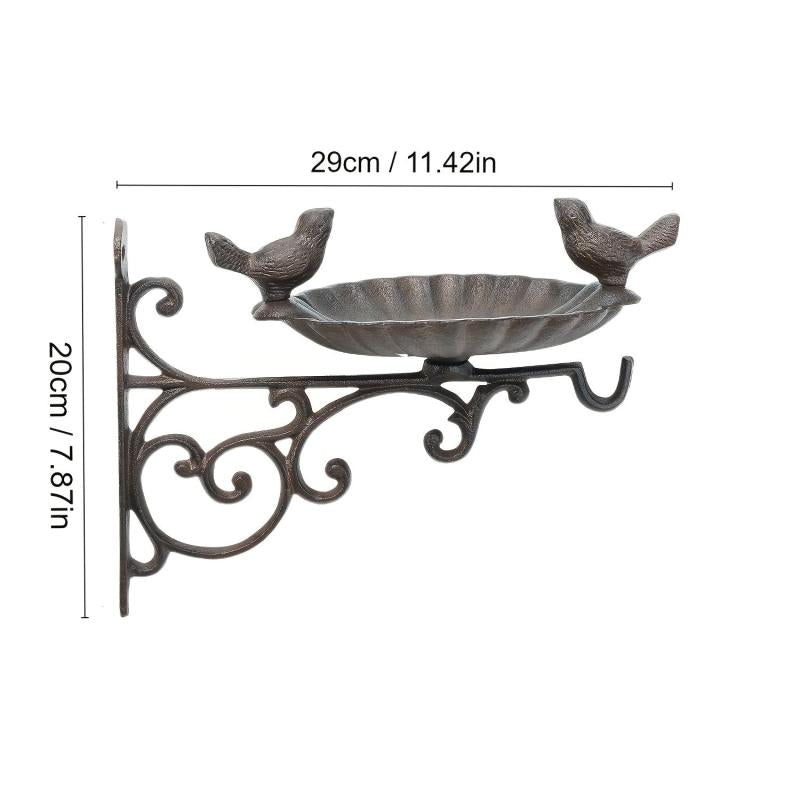 Heavy Duty Cast Iron Bird Feeder & Bath Vintage Wall Mount Hanger
