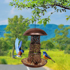 3 Tier Outdoor Bird Feeder Metal with 2 Water Cups Large Capacity