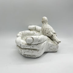 Hand Shaped Bird Bath Resin Feeder Garden Ornament