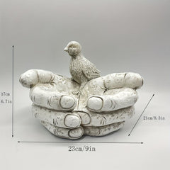 Hand Shaped Bird Bath Resin Feeder Garden Ornament