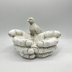 Hand Shaped Bird Bath Resin Feeder Garden Ornament