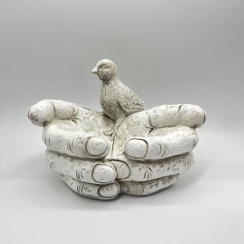 Hand Shaped Bird Bath Resin Feeder Garden Ornament