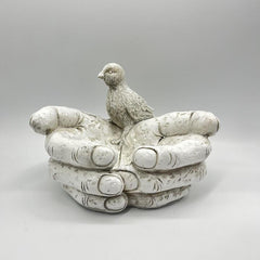 Hand Shaped Bird Bath Resin Feeder Garden Ornament
