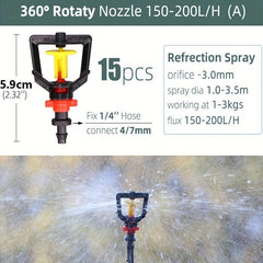 15pcs Greenhouse Watering Sprinkler Irrigation System