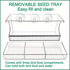 Window Bird Feeder Large House 3 Compartments