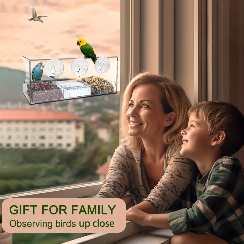 Window Bird Feeder Large House 3 Compartments