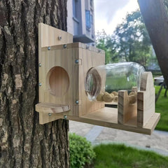 Wooden Squirrel Feeder for Picnic Table