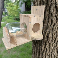 Wooden Squirrel Feeder for Picnic Table