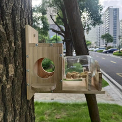 Wooden Squirrel Feeder for Picnic Table