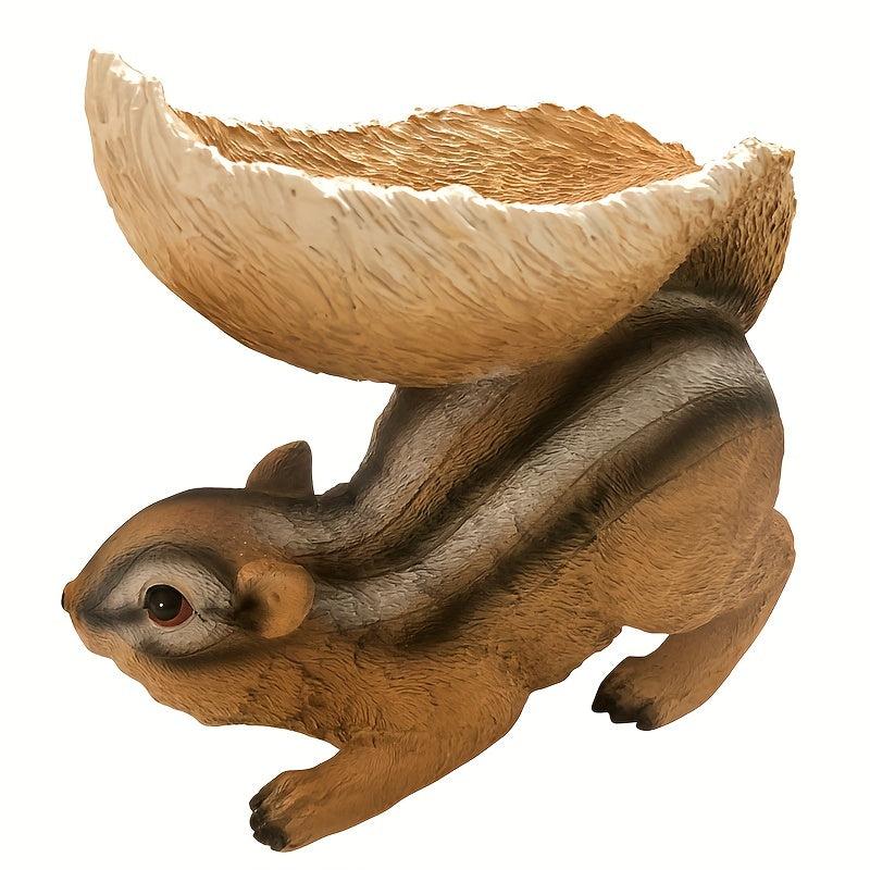 Funny Squirrel Resin Figurine with Feeder Tray