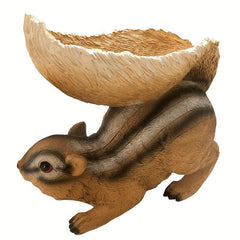 Funny Squirrel Resin Figurine with Feeder Tray