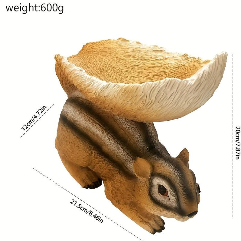 Funny Squirrel Resin Figurine with Feeder Tray