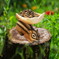 Funny Squirrel Resin Figurine with Feeder Tray