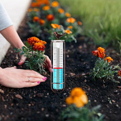 Bird Glass Rain Gauge With Stake And Gasket Metal Frame Outdoor Garden Decor