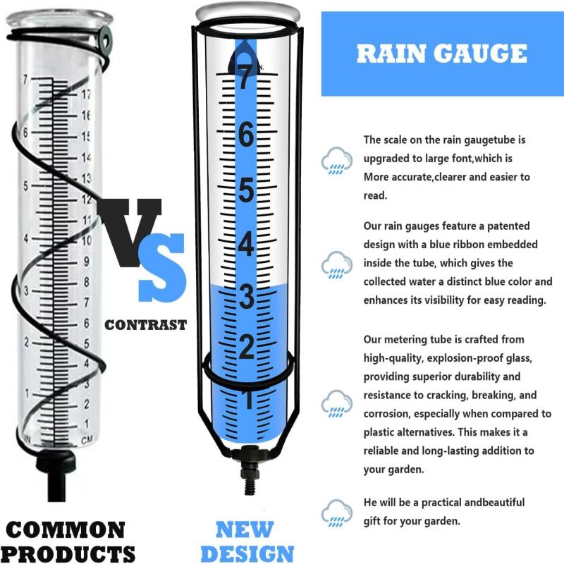 Adjustable Height Rain Gauge Anti freezing 17 Capacity For Outdoor