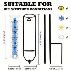 Adjustable Height Rain Gauge Anti freezing 17 Capacity For Outdoor