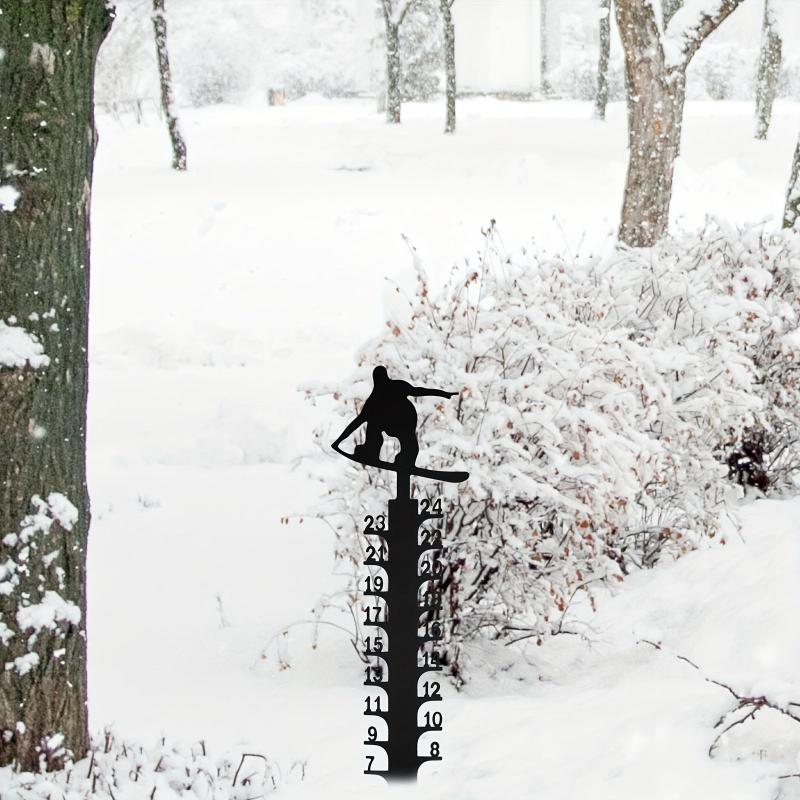 Metal Skiing Snow Gauge Garden Stake Christmas Decor Snow Depth Measuring Ruler