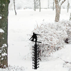 Metal Skiing Snow Gauge Garden Stake Christmas Decor Snow Depth Measuring Ruler