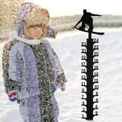 Metal Skiing Snow Gauge Garden Stake Christmas Decor Snow Depth Measuring Ruler