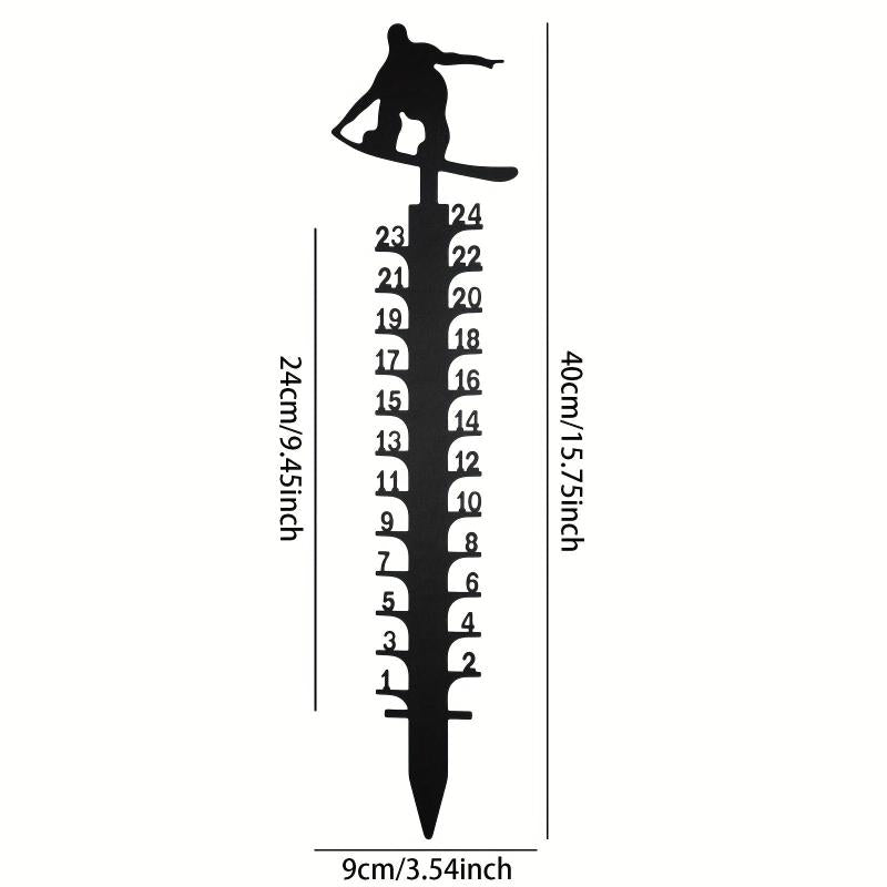 Metal Skiing Snow Gauge Garden Stake Christmas Decor Snow Depth Measuring Ruler