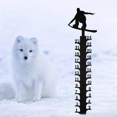 Metal Skiing Snow Gauge Garden Stake Christmas Decor Snow Depth Measuring Ruler