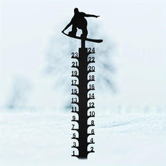Metal Skiing Snow Gauge Garden Stake Christmas Decor Snow Depth Measuring Ruler