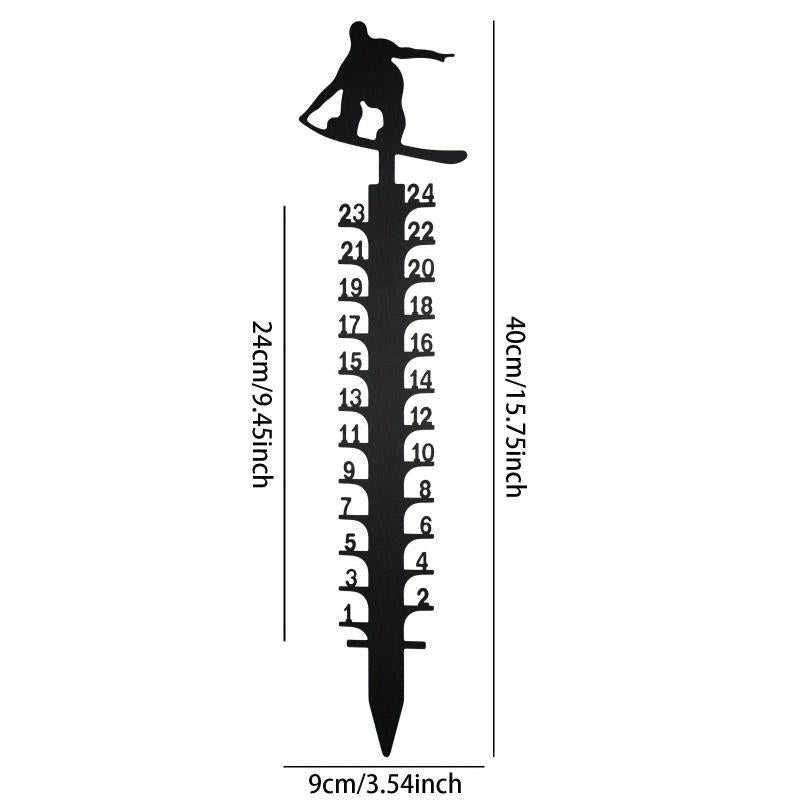 Metal Skiing Snow Gauge Garden Stake Christmas Decor Snow Depth Measuring Ruler