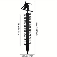 Metal Skiing Snow Gauge Garden Stake Christmas Decor Snow Depth Measuring Ruler