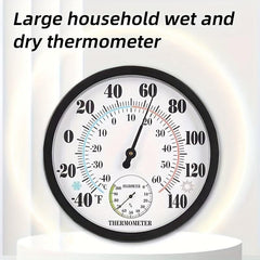 Wall Mounted Indoor Thermometer Hygrometer No Batteries