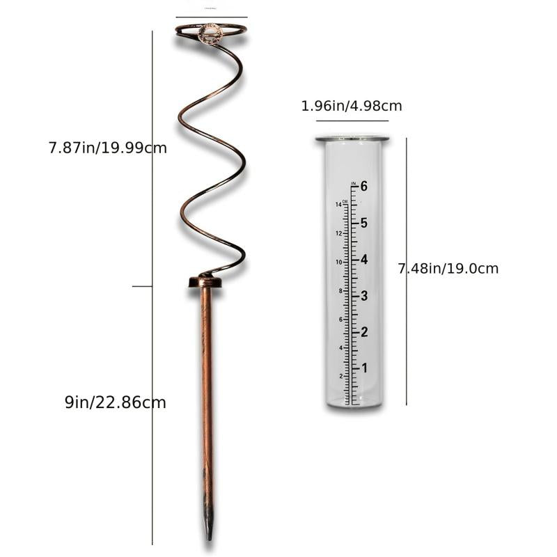 Glass Rain Gauge With Detachable Stake Metal Frame