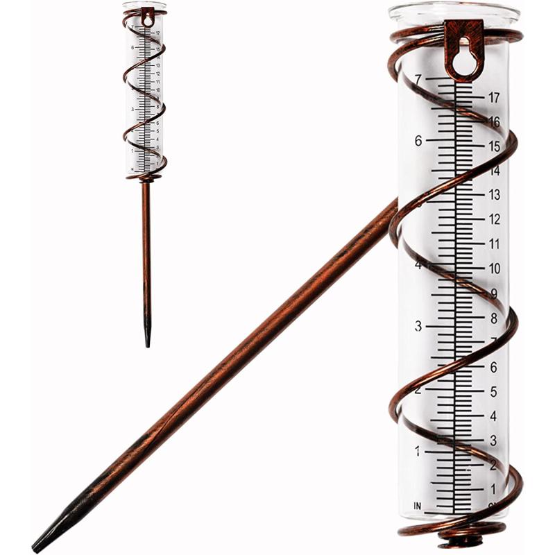 Glass Rain Gauge With Detachable Stake Metal Frame