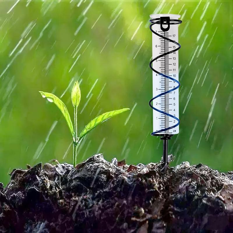 Glass Rain Gauge With Detachable Stake Metal Frame