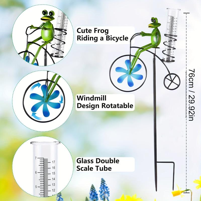 Glass Rain Gauge Outdoor 17 Capacity Upgrade with Stake